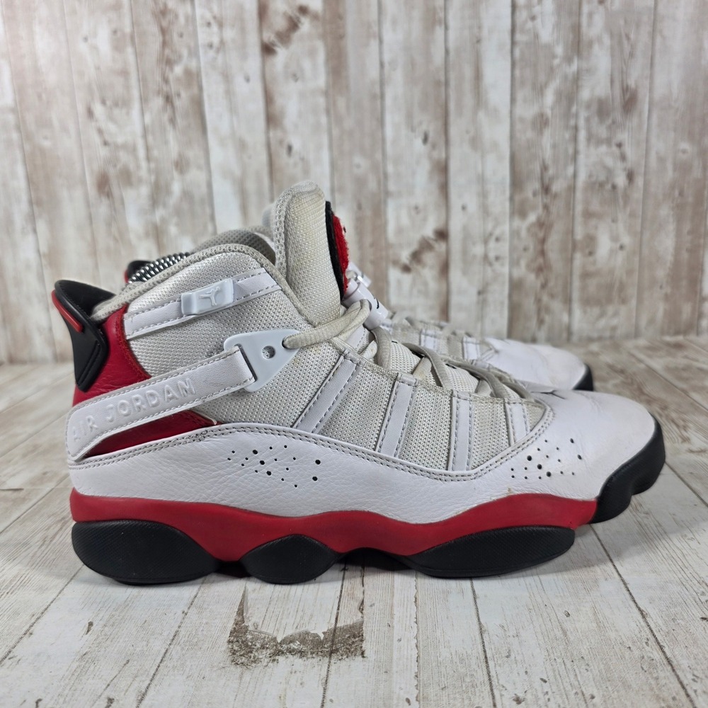 Jordan 6 Rings Mens Size 8 White Varsity Red Black Sneakers 322992-126